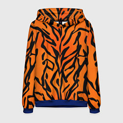Толстовка-худи мужская Тигровый огненный паттерн, цвет: 3D-синий
