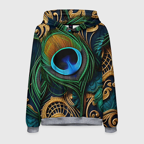 Мужская толстовка Узоры и перья павлина / 3D-Меланж – фото 1