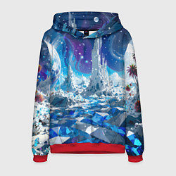 Толстовка-худи мужская Космический фантастический пейзаж, цвет: 3D-красный