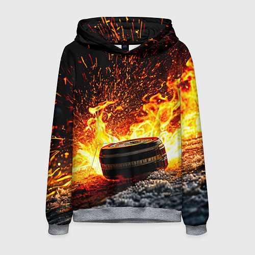 Мужская толстовка Шайба в огне / 3D-Меланж – фото 1