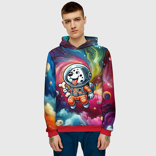 Мужская толстовка Funny dalmatian puppy - ai art / 3D-Красный – фото 3