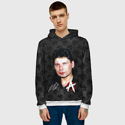 Толстовка-худи мужская Юрий Хой из Сектор газа, цвет: 3D-белый — фото 2