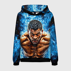 Толстовка-худи мужская Артуро Гатти в синем пламени, цвет: 3D-черный
