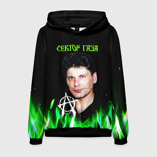 Мужская толстовка Сектор газа зеленый огонь / 3D-Черный – фото 1