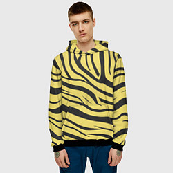 Толстовка-худи мужская Светлый тигровый паттерн, цвет: 3D-черный — фото 2