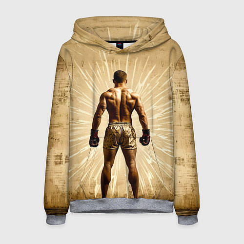 Мужская толстовка Боксер на бежевом / 3D-Меланж – фото 1