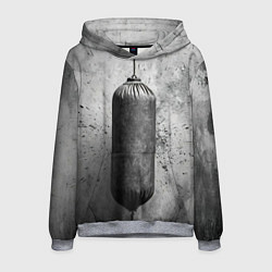 Толстовка-худи мужская Серая боксерская груша, цвет: 3D-меланж