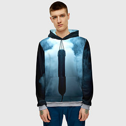Толстовка-худи мужская Боксерская груша в дыму, цвет: 3D-меланж — фото 2