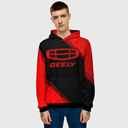 Толстовка-худи мужская Geely - red gradient, цвет: 3D-черный — фото 2