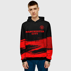 Толстовка-худи мужская Manchester City - red gradient посередине, цвет: 3D-черный — фото 2