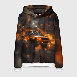 Толстовка-худи мужская БМВ в огне, цвет: 3D-белый