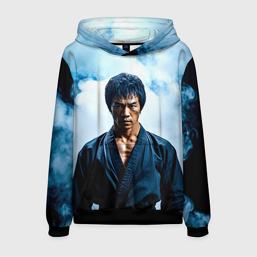 Мужская толстовка Брюс Ли в дыму / 3D-Черный – фото 1
