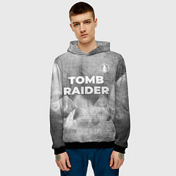 Толстовка-худи мужская Tomb Raider - grey gradient посередине, цвет: 3D-черный — фото 2