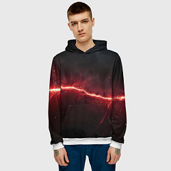 Толстовка-худи мужская Красная линия - молния, цвет: 3D-белый — фото 2