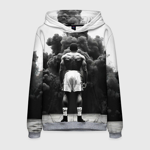 Мужская толстовка Мухаммед Али в черном дыму / 3D-Меланж – фото 1