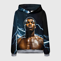 Толстовка-худи мужская Мухаммед Али и молния, цвет: 3D-меланж