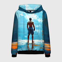 Толстовка-худи мужская Кикбоксер в синем, цвет: 3D-черный