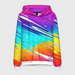 Толстовка-худи мужская Радужные брызги краски текстура, цвет: 3D-белый