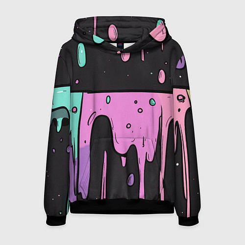 Мужская толстовка Стекающая краска текстура / 3D-Черный – фото 1