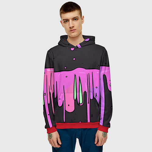 Мужская толстовка Фиолетовая текстура на черном фоне / 3D-Красный – фото 3