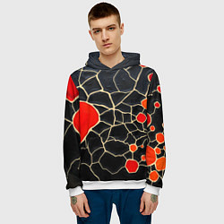 Толстовка-худи мужская Красная абстракция на черном лаке, цвет: 3D-белый — фото 2