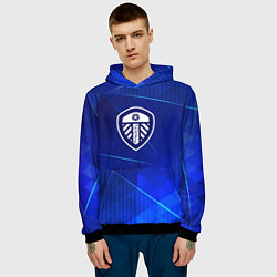 Толстовка-худи мужская Leeds United blue poly, цвет: 3D-черный — фото 2