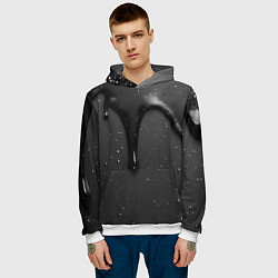 Толстовка-худи мужская Черная текстура - хром, цвет: 3D-белый — фото 2