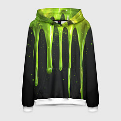 Толстовка-худи мужская Слизь зеленая текстура, цвет: 3D-белый