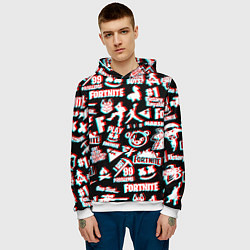 Толстовка-худи мужская Fortnite glitch game, цвет: 3D-белый — фото 2