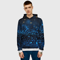 Толстовка-худи мужская Боке блестяшки на черном, цвет: 3D-белый — фото 2