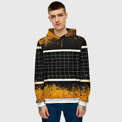 Толстовка-худи мужская Волейбольная сетка на черном, цвет: 3D-белый — фото 2