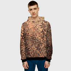 Толстовка-худи мужская Светлый коричневый абстрактная текстура, цвет: 3D-черный — фото 2