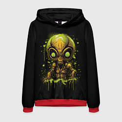 Толстовка-худи мужская Пришелец в зеленой жиже, цвет: 3D-красный