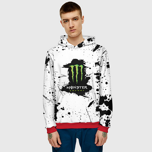 Мужская толстовка Monster energy брызги красок / 3D-Красный – фото 3