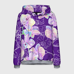 Толстовка-худи мужская Японские акварельные орхидеи, цвет: 3D-меланж
