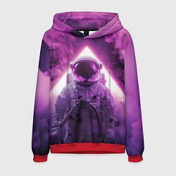 Толстовка-худи мужская Космонавт и фиолетовый космос, цвет: 3D-красный