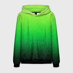 Толстовка-худи мужская Градиент мозаика зелёный в тёмный, цвет: 3D-черный