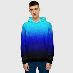 Толстовка-худи мужская Градиент мозаика из голубого в чёрный, цвет: 3D-черный — фото 2