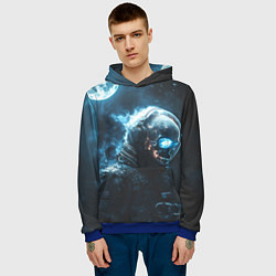 Толстовка-худи мужская Скелет космонавта и полнолуние, цвет: 3D-синий — фото 2