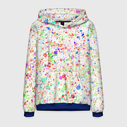 Толстовка-худи мужская Белый с разноцветными брызгами, цвет: 3D-синий