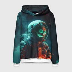 Толстовка-худи мужская Череп космонавта в скафандре, цвет: 3D-белый