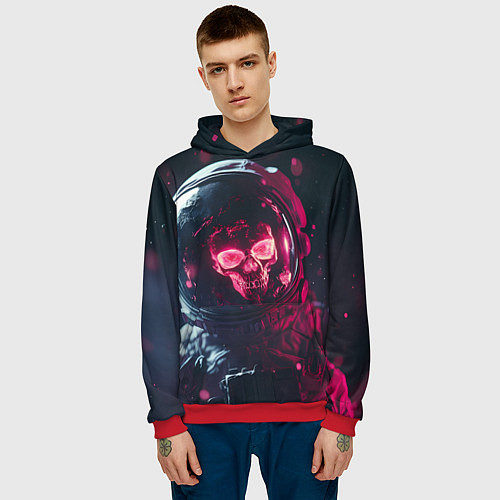 Мужская толстовка Красный череп в скафандре космонавта / 3D-Красный – фото 3