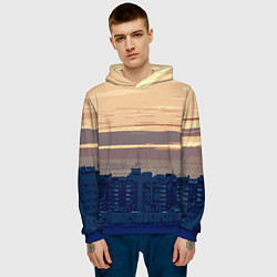 Толстовка-худи мужская Городской пейзаж стилизованный, цвет: 3D-синий — фото 2