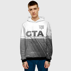 Толстовка-худи мужская GTA - white gradient посередине, цвет: 3D-черный — фото 2