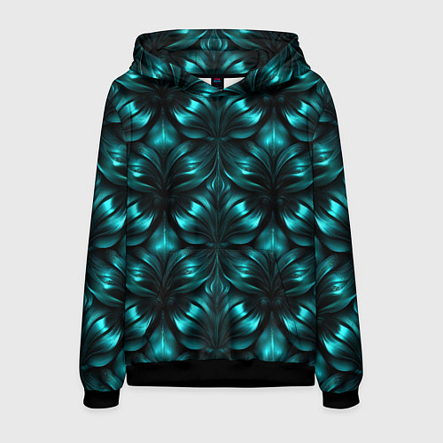 Мужская толстовка Зеленые узоры из абстрактных листьев - блестящий п / 3D-Черный – фото 1