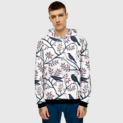 Толстовка-худи мужская Вороны на ветках, цвет: 3D-черный — фото 2