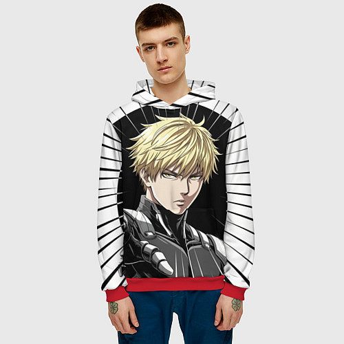 Мужская толстовка Генос one punch man / 3D-Красный – фото 3