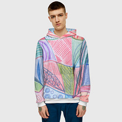 Толстовка-худи мужская Floral motifs in pink, цвет: 3D-белый — фото 2