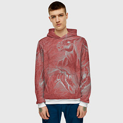 Толстовка-худи мужская Черепа лошадей - эскиз, цвет: 3D-белый — фото 2