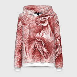 Толстовка-худи мужская Черепа лошадей - эскиз, цвет: 3D-белый